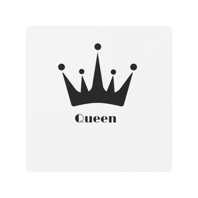 Custom Queen Text Black Crown Image Metal Wall Art (Front)