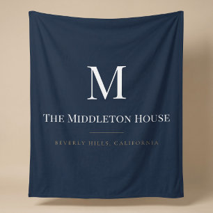 Custom Quiet Luxury Estate Monogram Family Name Fleece Blanket
