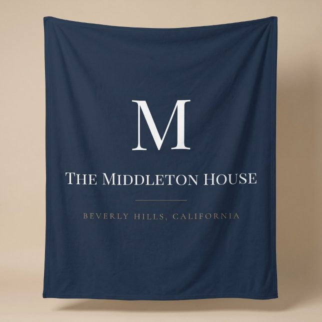 Custom Quiet Luxury Estate Monogram Family Name Fleece Blanket (Creator Uploaded)