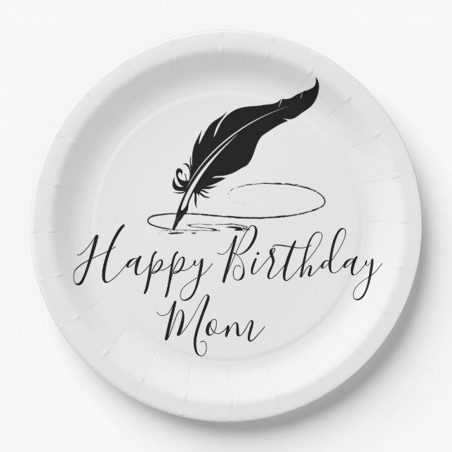 Custom quill pen  paper plates (Front)