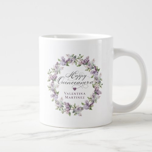 Custom Quinceanera Birthday Gift Purple Lilac Giant Coffee Mug
