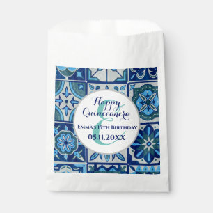 Custom Quinceanera Gift idea Monogram Name Azulejo Favor Bag