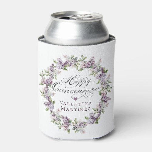 Custom Quinceanera Purple Lilac Spring Flower Can Cooler