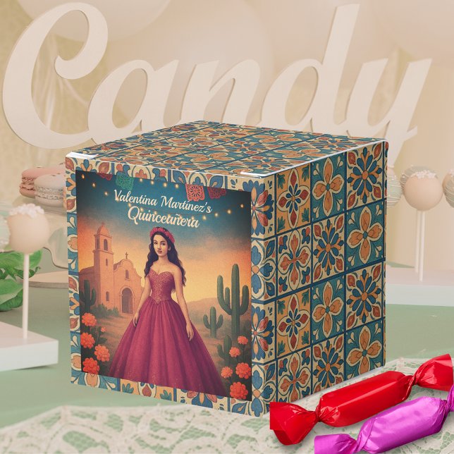 Custom Quinceañera Red Dress Vintage Style Favor Boxes (Custom Quinceañera Red Dress Vintage Style Favor Boxes)