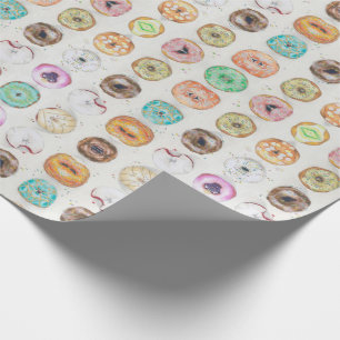 Custom Quirky Donut Illustration Pattern Wrapping Paper