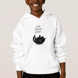 Custom Quote Black Cat Live Laugh Leave Boys Hoodie