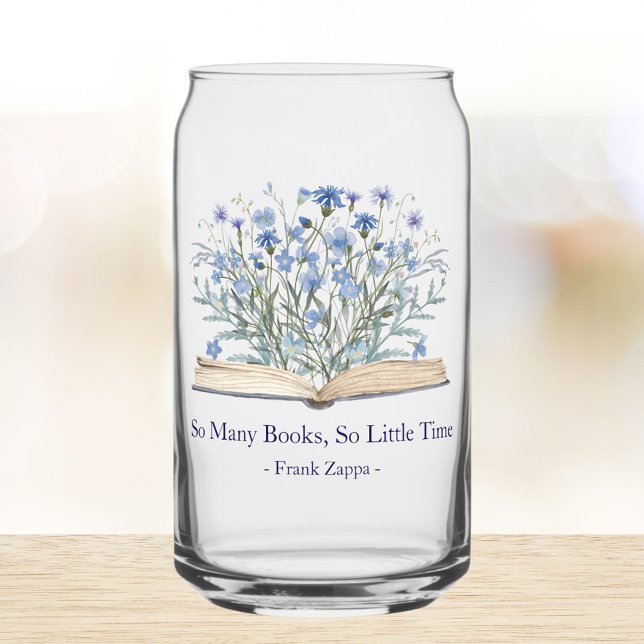 Custom Quote Blue Flowers Grow From Book Can Glass (In situ)