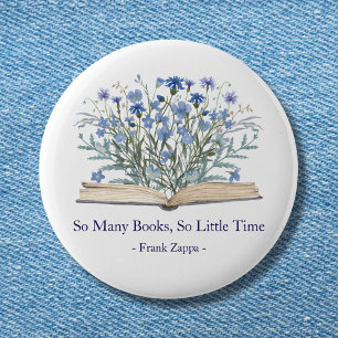 Custom Quote Blue Wildflowers Grow From Book Button