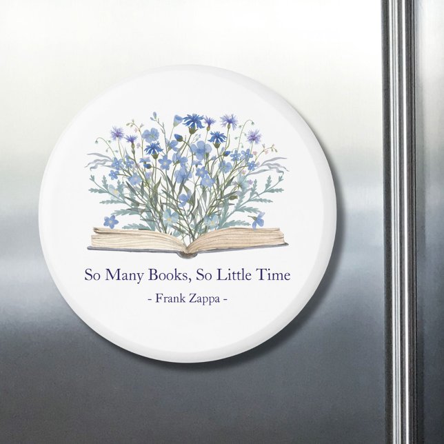 Custom Quote Blue Wildflowers Grow From Book Magnet (In situ)