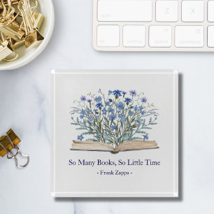 Custom Quote Blue Wildflowers Grow From Book Paperweight