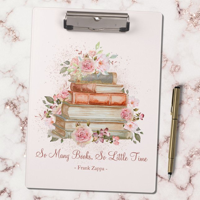 Custom Quote Books and Pink Roses Flowers Floral Clipboard (In situ)