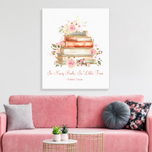 Custom Quote Books and Vintage Pink Roses Canvas Print
