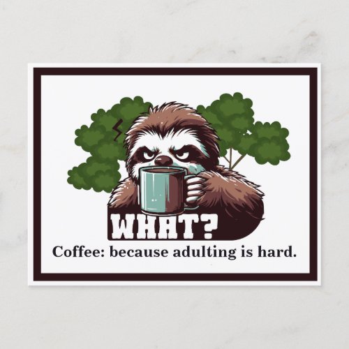 Custom quote Coffee because adulting is hard Postcard