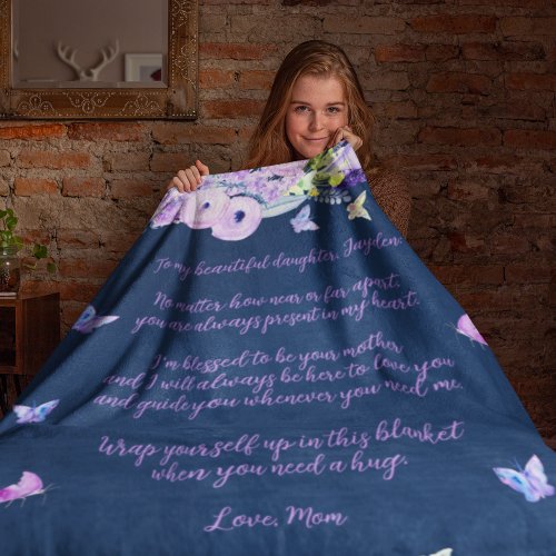 Custom Quote Daughter Fleece Blanket
