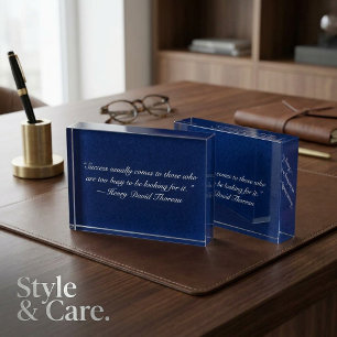Custom Quote Elegant Navy Desk Crystal Paperweight