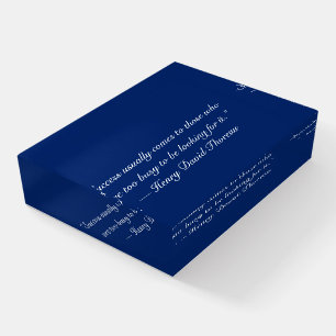Custom Quote Elegant Navy Desk Crystal Paperweight
