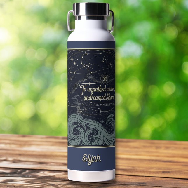 Custom Quote Elegant Vintage Inspirational Water Bottle (Creator Uploaded)