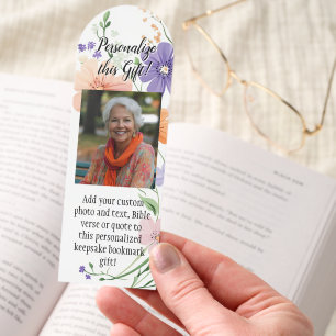 Custom Quote Floral Photo Personalized Keepsake Bookmarks