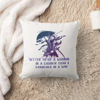 Custom Quote Japanese Samurai Blue Ink Art Pillow