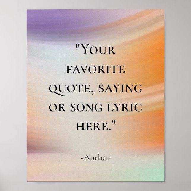 Custom Quote Marble Wave Watercolor motivational  Poster (Front)