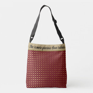Custom Quote/Message/Name Red And Gold Crossbody Bag