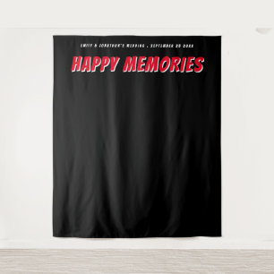 Custom Quote Names Date Red Black Photo Backdrop