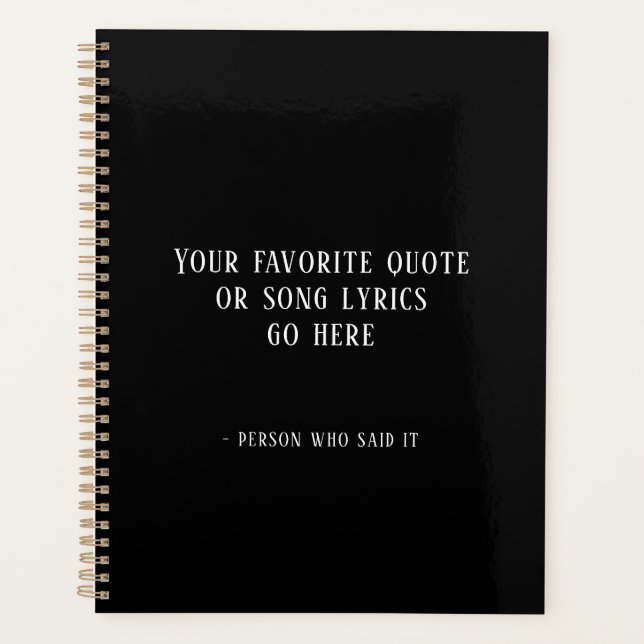 Custom quote or song lyrics  planner (Front)