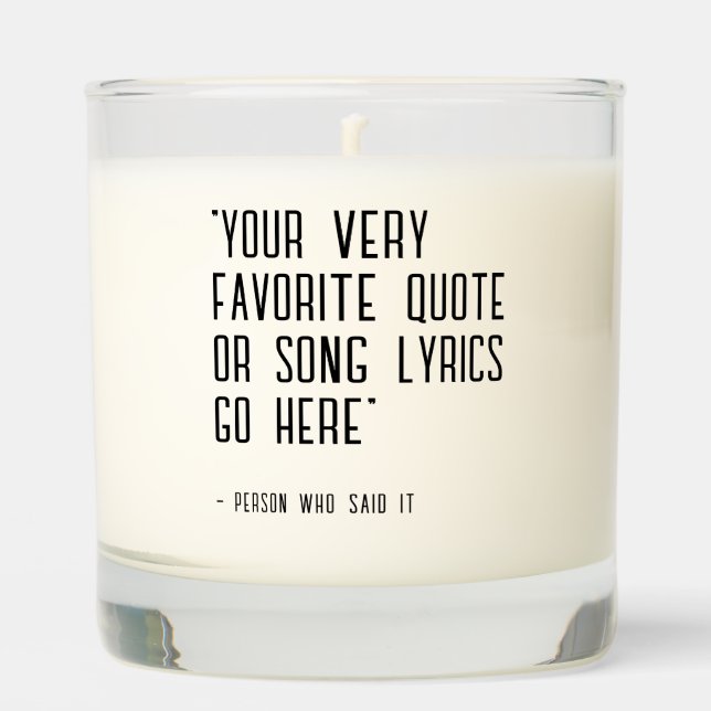 Custom quote or song lyrics - unique scented candle (Front)