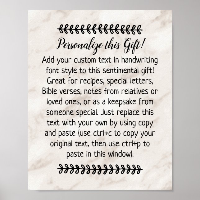 Custom Quote Saying Letter Personalized Keepsake Poster (Front)