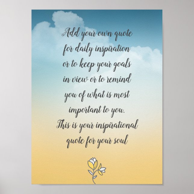 Custom Quote Script Typography Clouds Poster (Front)