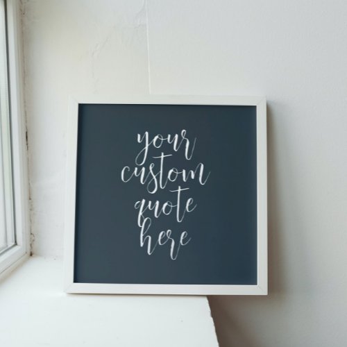Custom Quote Text Navy Blue Silver Foil Prints