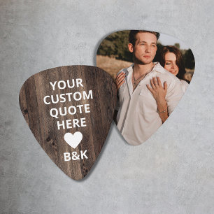 Custom Quote Wood Style Couple Photo Guitar Pick