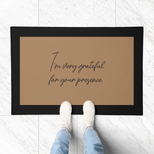 Custom Quotes Light Brown Black Border Door Mat