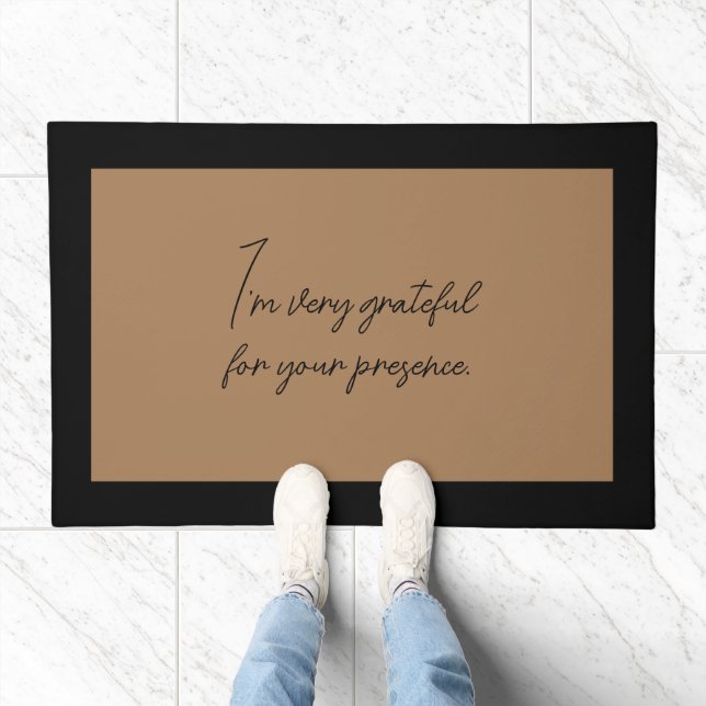 Custom Quotes Light Brown Black Border Door Mat (Indoor)