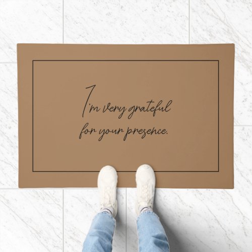 Custom Quotes Minimalist Light Brown Door Mat