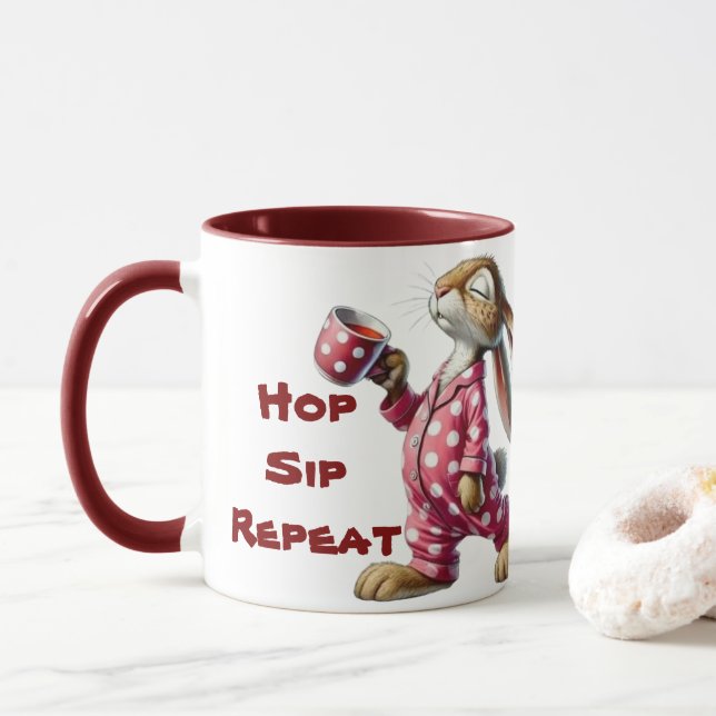 Custom Rabbit Coffee Mug (With Donut)