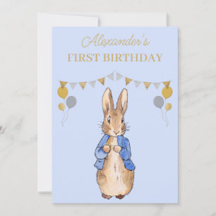 Custom Rabbit First Birthday Invitation