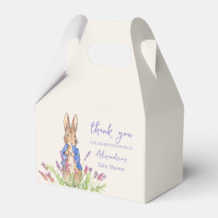 Custom rabbit in blue jacket favor boxes
