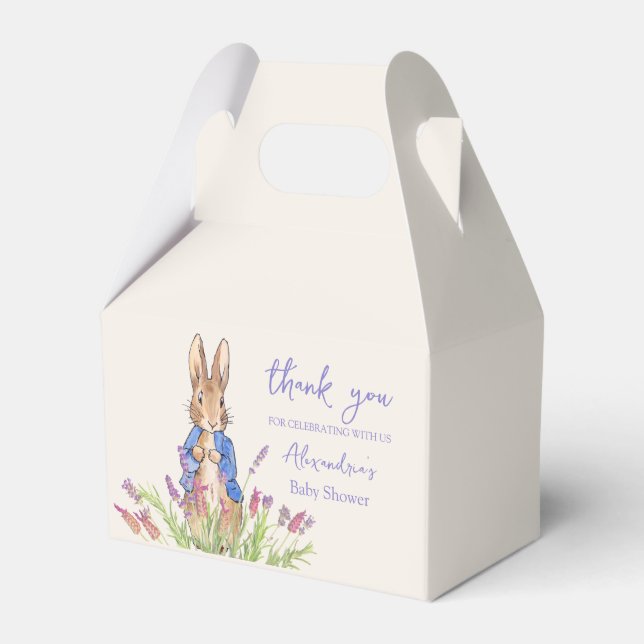 Custom rabbit in blue jacket favor boxes (Front Side)