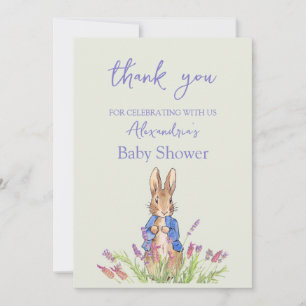 Custom rabbit in blue jacket thank you card
