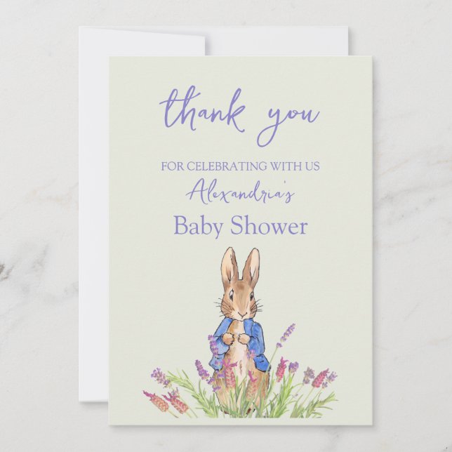 Custom rabbit in blue jacket thank you card (Front)