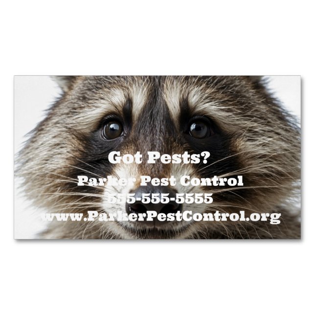 Custom Raccoon Pest Control Business Card Magnet (Front)