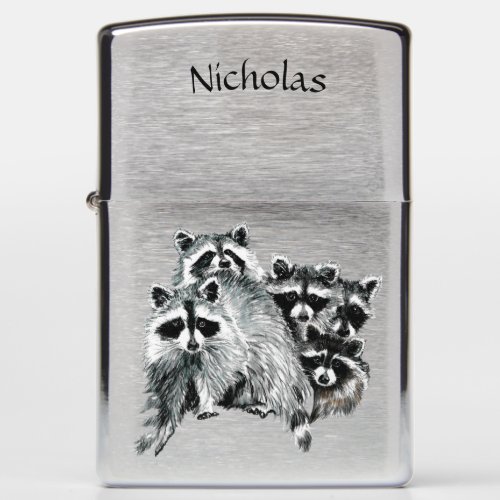 Custom Raccoons Animal Wildlife Art Zippo Lighter