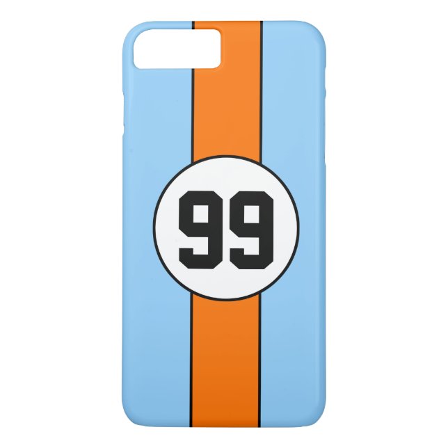 Custom Racing Blue and Orange iPhone 7 Plus case (Back)