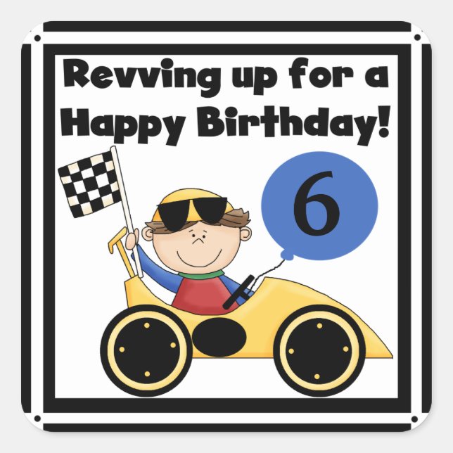 Custom Racing Car Birthday Stickers (Front)