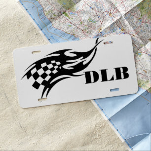Custom Racing Flag Aluminum License Plate