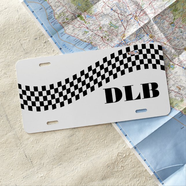 Custom Racing Flag Aluminum License Plate (In Situ)