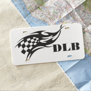 Custom Racing Flag Plastic License Plate