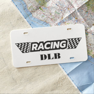 Custom Racing Flag Plastic License Plate