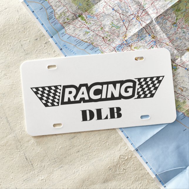 Custom Racing Flag Plastic License Plate (In Situ)